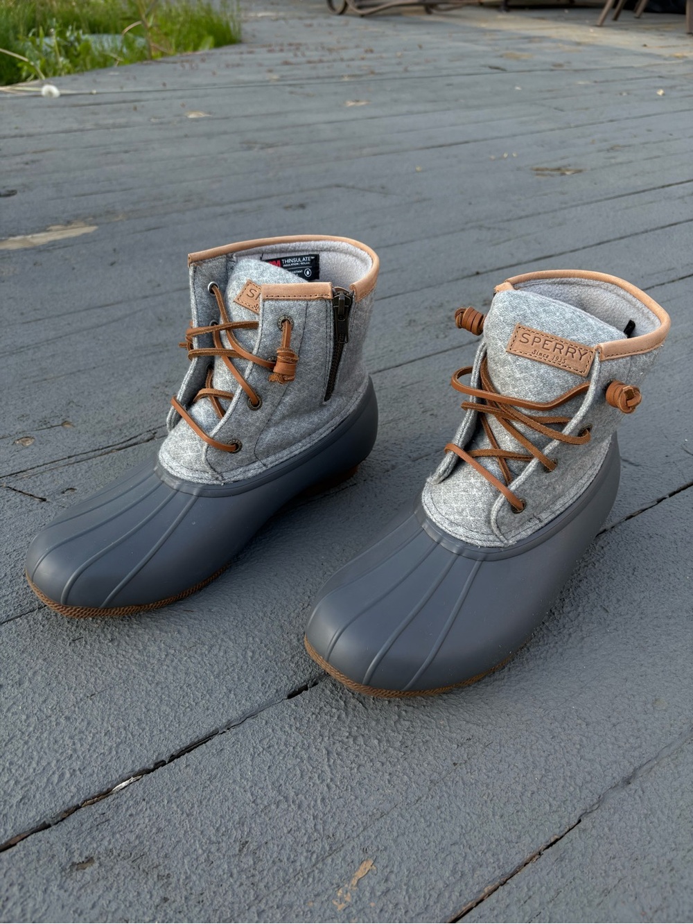 Sperry Gray and Tan Women's Winter Duck Boots